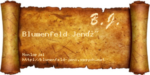 Blumenfeld Jenő névjegykártya